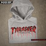 Mikina Thrasher BTS 21 Blood Drip Ash Gray