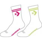 Ponožky Converse 2pp Star Chevron Double Stripe Anklet White/Cerise Pink  White/Lemongrass