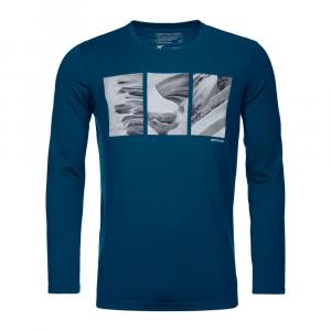 Termo tričko Ortovox 185 Merino Shape Pic LS Petrol Blue