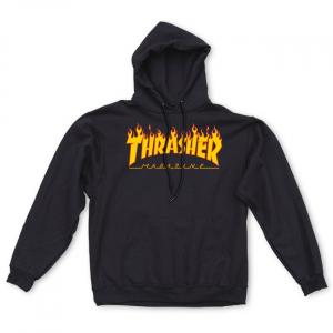 Mikina Thrasher FLAME Logo Hood Black