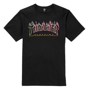 Tričko Thrasher Double Flame Neon Logo Black
