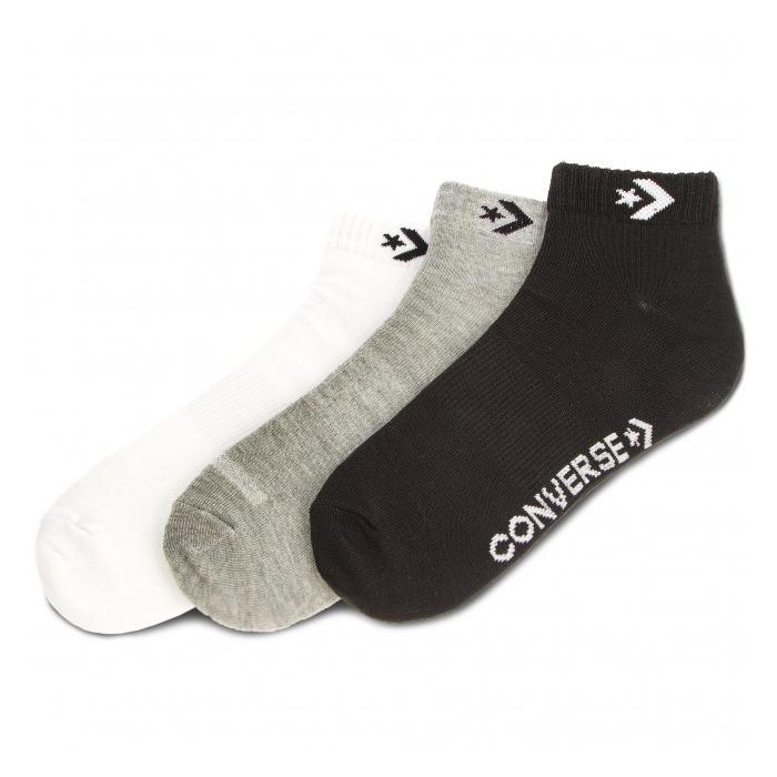 Ponožky Converse 3PP Basic Men low cut, flat knit - Low cut Mid grey mel White/grey Black/grey