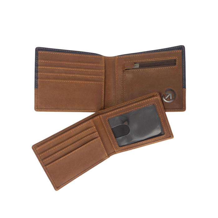 Kožená peněženka Meatfly Eddie Premium, Navy/Brown