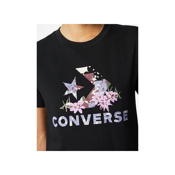 Tričko Converse STAR CHEVRON ABSTRACT FLOWERS TEE BLACK