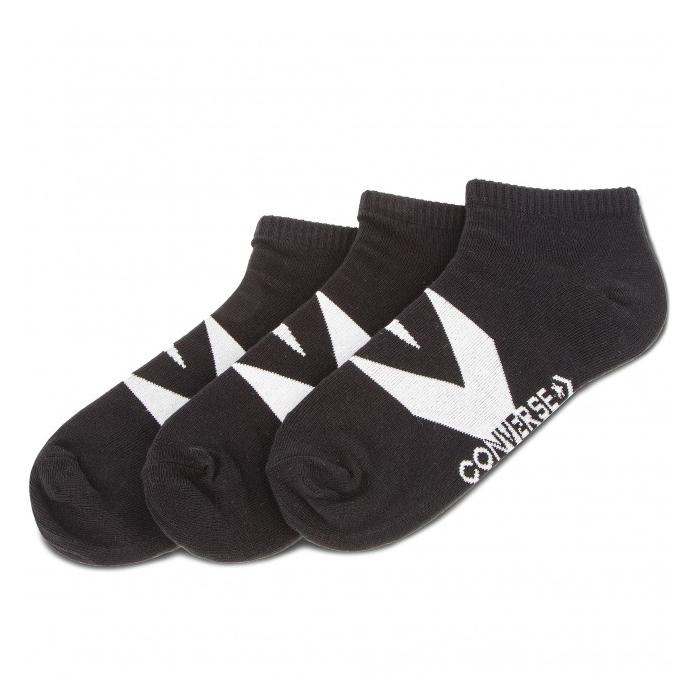 Ponožky Converse 3PP Men’s Boom Star Chevron, flat knit - No show Black/White