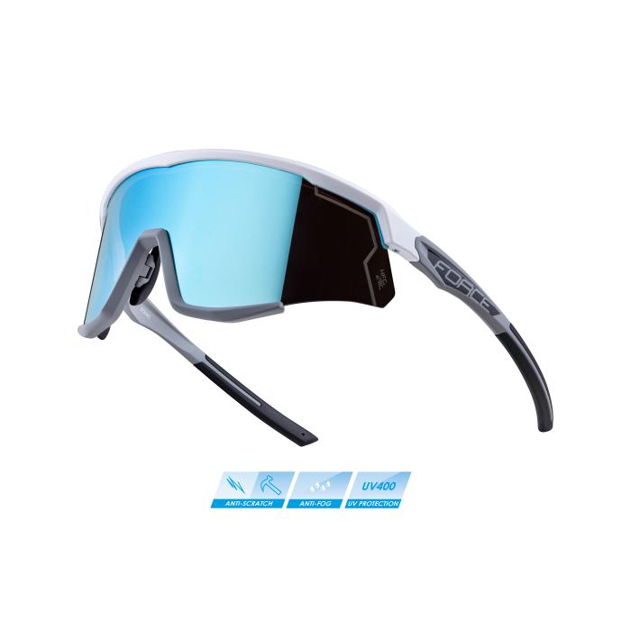 Brýle FORCE SONIC bílo-šedé, modré zrc. sklo