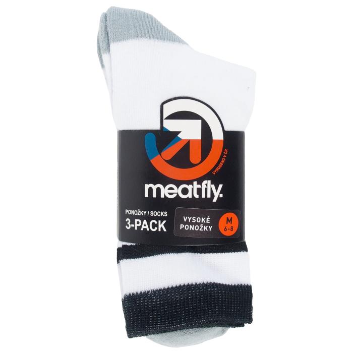 Ponožky Meatfly Long Triple Pack, White