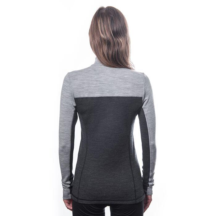 SENSOR MERINO BOLD dámské triko dl.rukáv zip anthracite/cool gray