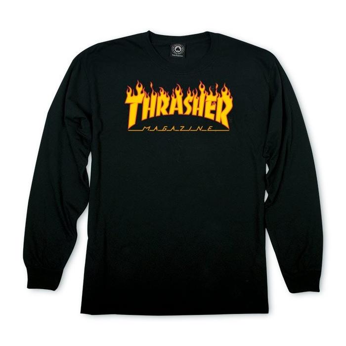 Tričko Thrasher FLAME L/S Black