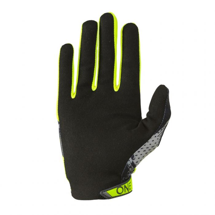 Cyklistické rukavice Oneal MATRIX Glove CAMO V.22 Grey/Neon Yellow