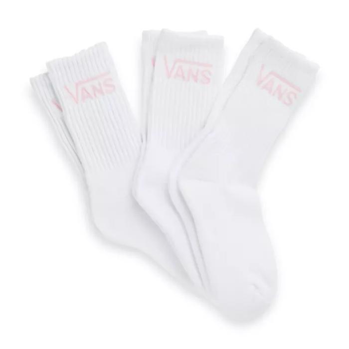 Ponožky Vans CLASSIC CREW WOMENS 3 PACK WHITE/VANS COOL PINK